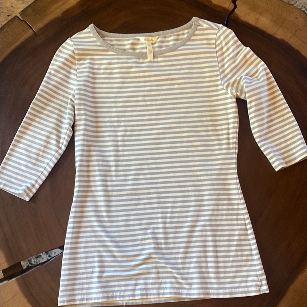 Matilda Jane Striped White and Gray Top/ Size Small